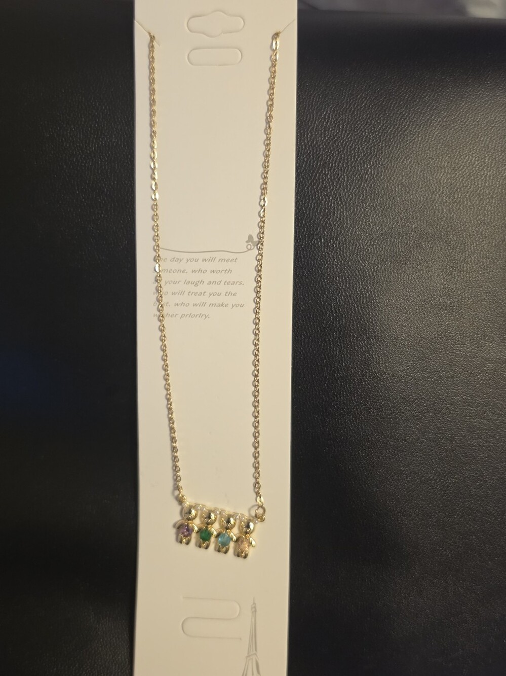 Gold Tone Multi-Gemstone Drop Pendant Necklace - Women Jewelry